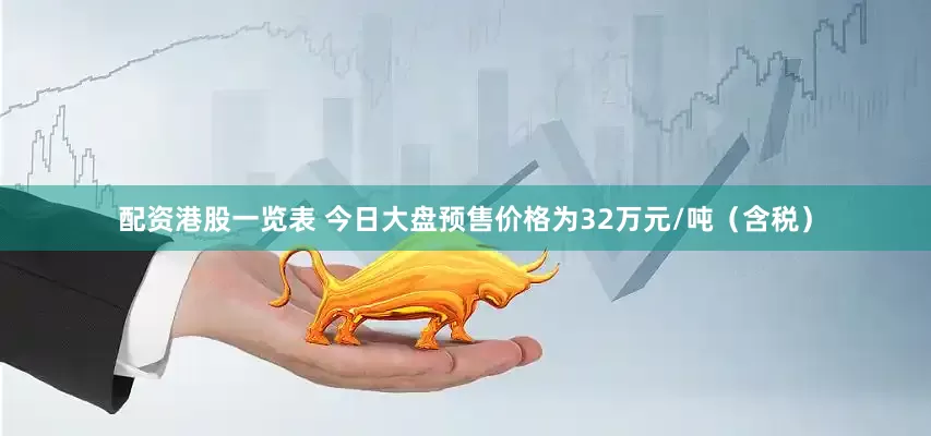 配资港股一览表 今日大盘预售价格为32万元/吨（含税）