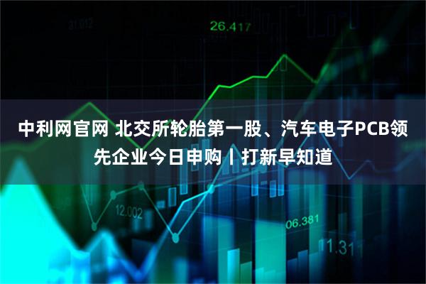 中利网官网 北交所轮胎第一股、汽车电子PCB领先企业今日申购丨打新早知道